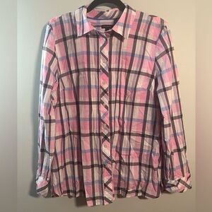 Talbots Pink and Blue Plaid Button Down Shirt